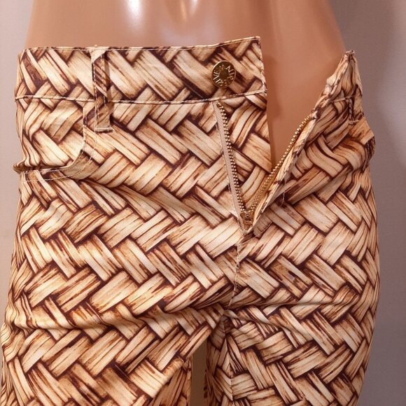 NEW Maurie + Eve Jolie Skinny Pants Jeans Weave Print US Size 4 Tan Cream - Picture 8 of 16